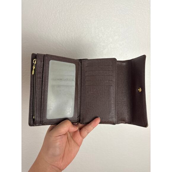 B69 Louis Vuitton Damier Ebene Trifold Wallet Monogram Compact Authentic - Picture 9 of 11